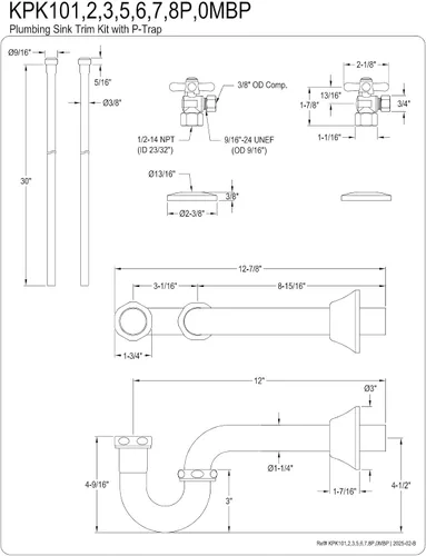 Miniatura 8 de Kingston Brass KPK107P Trimscape Kit de suministro de fontanería combinado, latón cepillado Cobrizo cepillado