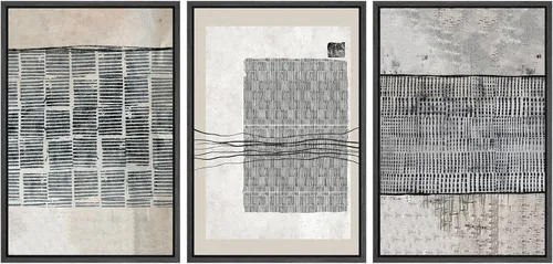 Miniatura 159 de SIGNWIN Lienzo enmarcado para pared, arte con pinceladas de flujo neutro en tonos beige abstractos, ilustraciones, arte moderno, decorativo