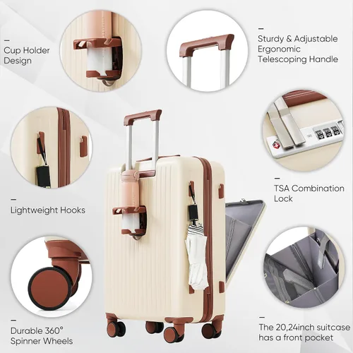 Miniatura 10 de Merax Juego de equipaje rígido ABS expandible de 3 piezas con rueda giratoria Maleta TSA Lock Suit Case, Negro -, Juego de 2 piezas, Equipaje