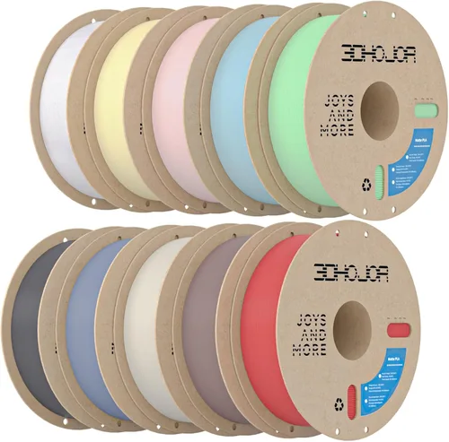 Miniatura 36 de 3DHoJor PLA+ 3D Printer Filament Bundle, Multicolor PLA+ Filament 1.75mm, Vacuum Packed, 0.25kg*8 Pack, 2kg Total, Black+Bone