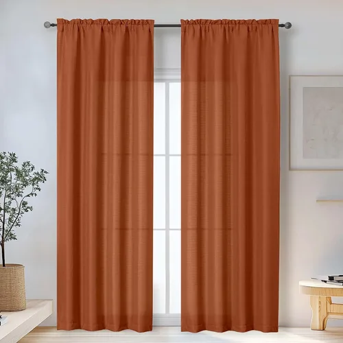 Miniatura 70 de OWENIE Bob Juego de 2 Paneles de Cortinas Negras de Cocina para Ventanas de 36 Pulgadas de Largo, Cortinas Cortas de Café con Textura de Lino