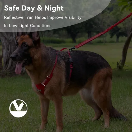 Miniatura 8 de Arnés para perro sin tirones, chaleco ajustable con clips de correa de metal delanteros y traseros, reflectante para paseos nocturnos seguros
