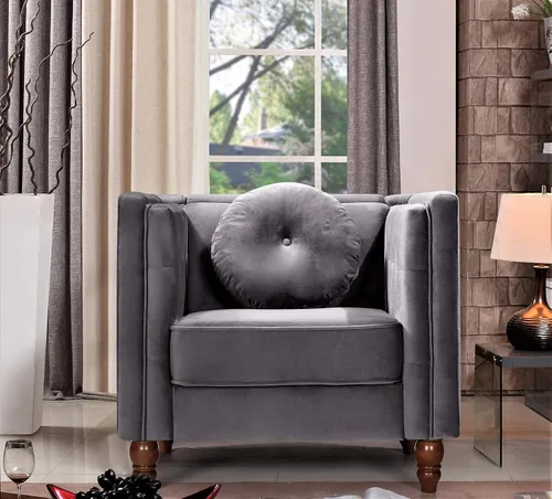 Miniatura 3 de Container Furniture Direct Lexie - Sillas decorativas tapizadas de terciopelo de estilo moderno de mediados de siglo, acogedoras sillas decorativas