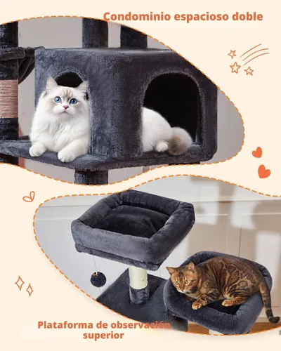 Miniatura 5 de Taoqimiao Árbol para gatos, torre para gatos de 66.2 pulgadas para gatos de interior, condominio para gatos de varios niveles de felpa con 7 postes