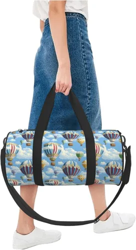Miniatura 5 de Large Duffle Bag for Travel - Retro Hot Air Balloon Print Gym Bag for Women Men, Travel Foldable Bags for Women Men with Zippered Multiple Pockets