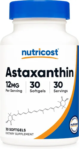 Nutricost Astaxantina 12 mg, 30 cápsulas blandas, sin OMG y sin gluten