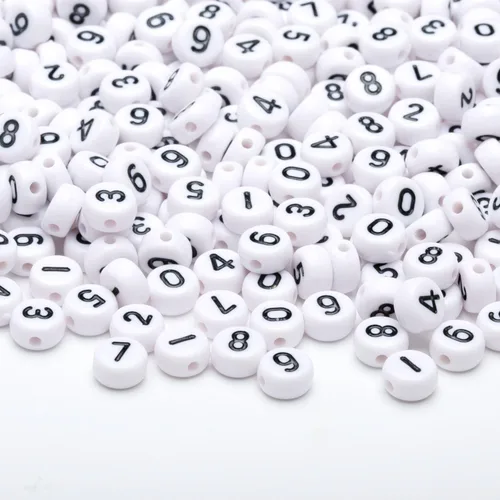 Miniatura 6 de 1000 cuentas acrílicas de números del 0 a 9 cuentas redondas mixtas de 0.16 x 0.27 pulgadas para hacer joyas, pulseras, collares, llaveros