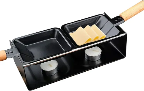 Miniatura 7 de RoseFlower Mini juego de raclette de queso, sartén portátil para fundir queso a la luz de las velas, parrilla de raclette antiadherente, derretidor