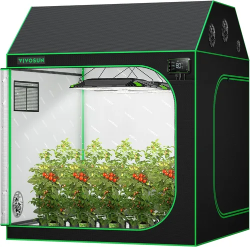 Miniatura 9 de VIVOSUN S888 - Tienda de campaña de cultivo de 8 x 8, 96 x 96 x 80 pulgadas, Mylar de alta reflexión con ventana de observación y bandeja de piso