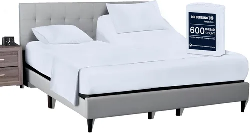 Miniatura 57 de SGI bedding Juego de sábanas King de 36 pulgadas, 100 % algodón egipcio, sábanas ajustables de 600 hilos, juego de sábanas ajustables de 4 piezas