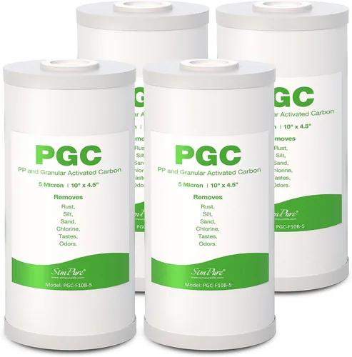 Miniatura 11 de SimPure 5 micras 25,4 x 11,4 cm Cartuchos de filtro de agua para sedimentos y carbón para toda la casa, repuesto PGC para GE FXHTC, GXWH40L, RFC-BB