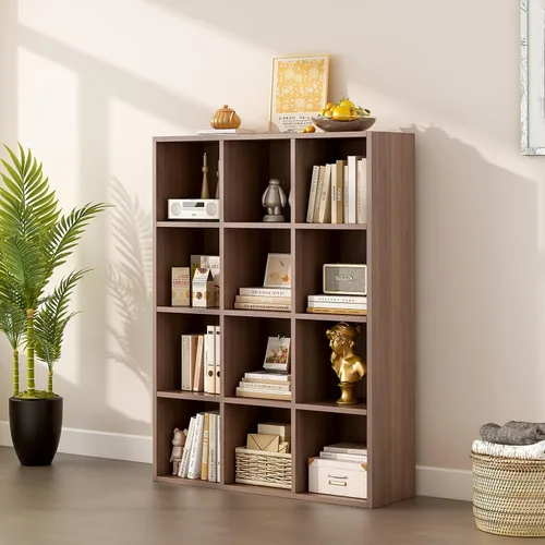 Miniatura 3 de OSCHF - Estantería de almacenamiento de 12 cubos, estantería de madera de 3 niveles con espacios abiertos para el hogar y la oficina, organizador