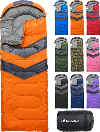 MalloMe Sacos de dormir para adultos en clima frío y cálido – Saco de dormir para niños, niñas, niños – Accesorios ligeros esenciales de camping