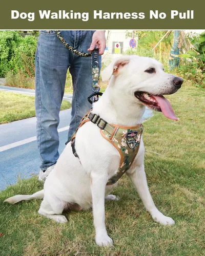 Miniatura 6 de Hotsky Arnés táctico para perro, chaleco ajustable para perro, arnés reflectante militar para mascotas, con asa de control, paneles Molle Loop
