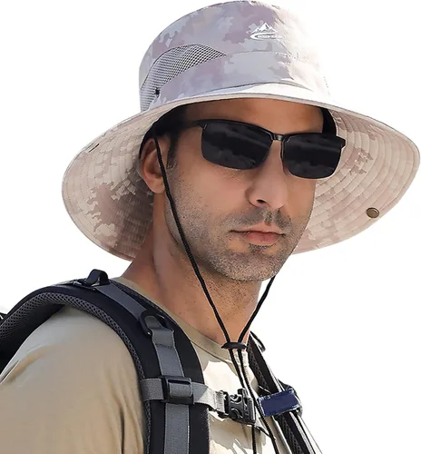 Miniatura 12 de Sun Hats for Men Women UPF 50+ Wide Brim Bucket Hat Waterproof Packable Cowboy Hat for Fishing Beach Safari Gardening Golf