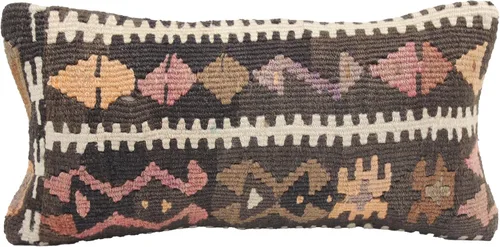 Throw mini Kilim Pillow 8x16 inch Modern Colorful XSmall Pillow Striped Boho Design Turkish Chair Pillow Tiny Trendy Oblong Cushion Cover Tribal