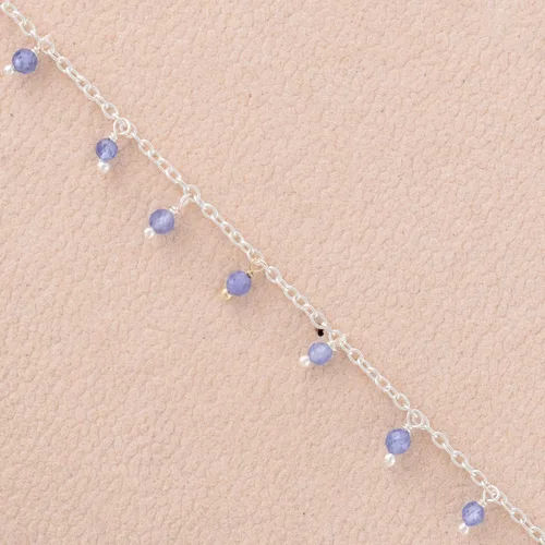Miniatura 38 de Yanara Tobilleras de piedras preciosas para mujer, piedra natal natural, chapada en plata, joyería hecha a mano en 8.5 + 1.5 pulgadas, cristales