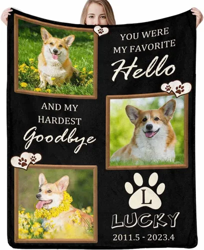Miniatura 10 de Artsadd Manta de memoria personalizada, regalo personalizado con imagen de perro, manta conmemorativa, regalo de condolencias para amantes