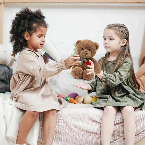 Miniatura 5 de Oso de Peluche Pequeño de 11.4" con Corazón Lindo Oso de Peluche Marrón Animales de Peluche Suave Oso de Peluche Juguetes de Peluche Regalos
