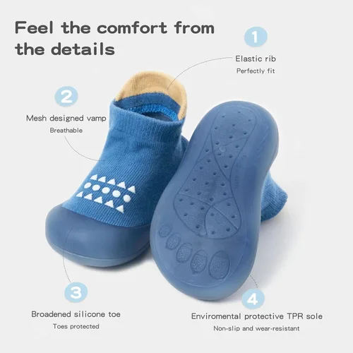 Miniatura 6 de Bearbay Zapatos de calcetín antideslizantes con suela de goma para bebé, zapatos deportivos unisex para recién nacidos, niños y niñas