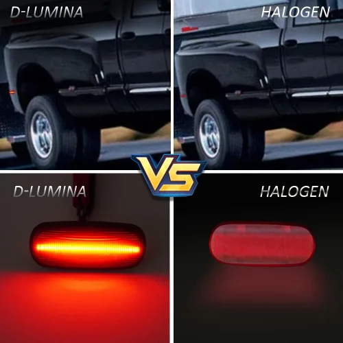 Miniatura 4 de D-Lumina Conjunto de luces LED laterales ámbar y rojo compatible con Dodge Ram 2500 3500 2003-2009 marcadores laterales de guardabarros de cama