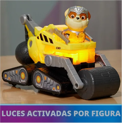 Miniatura 2 de Paw Patrol: The Mighty Movie, camión de juguete de construcción con Rubble Mighty Pups, figura de acción, luces y sonidos, juguetes para niños