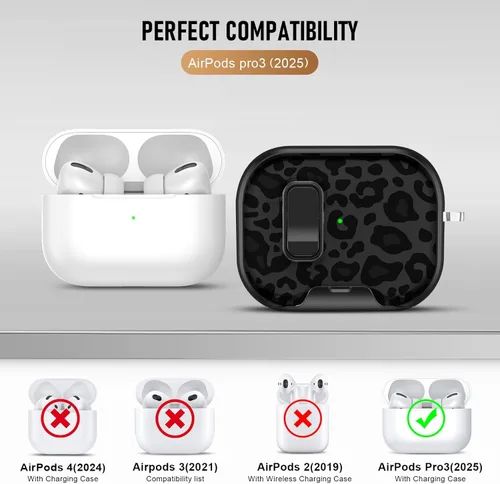 Miniatura 7 de Funda compatible con Airpods Pro 3 (2025) con soporte para teléfono y kit de limpieza, bonito clip de silicona suave para Apple AirPods Pro de 3ª