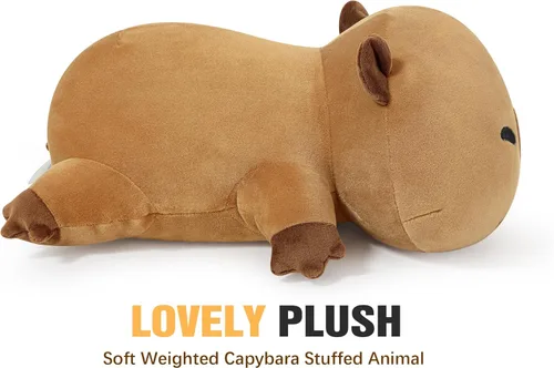 Miniatura 9 de Onsoyours Animales de peluche con peso original, lindo juguete de almohada de felpa de Capybara con peso positivo y suave, regalo para niños