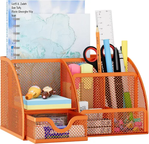 Miniatura 10 de EasyPAG Organizador de Escritorio de Malla con Cajón Portabolígrafos Multifuncional Organizador de Papelería para Suministros de Oficina y Escuela 6
