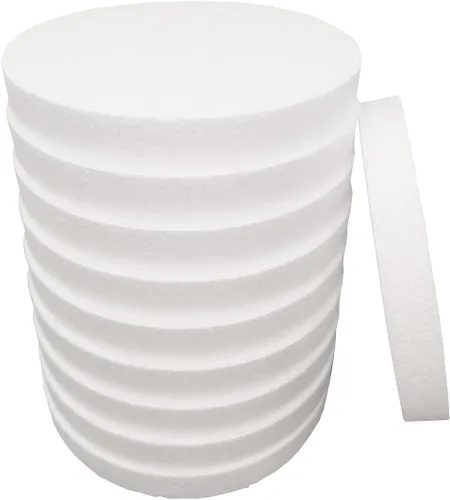 FFchuanhe Paquete de 10 círculos de espuma de 8 pulgadas para manualidades (1 pulgada de grosor), disco de espuma redondo de poliestireno para