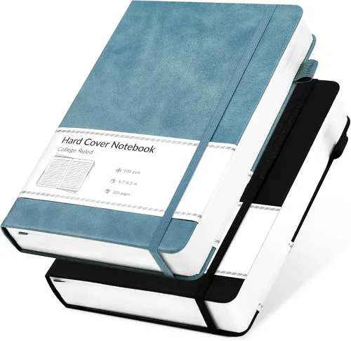 Miniatura 8 de CAGIE Cuaderno rayado, 320 páginas cuaderno rayado grueso para la universidad, papel de 100 g/m², diarios de tapa dura de cuero A5 para escribir Azul