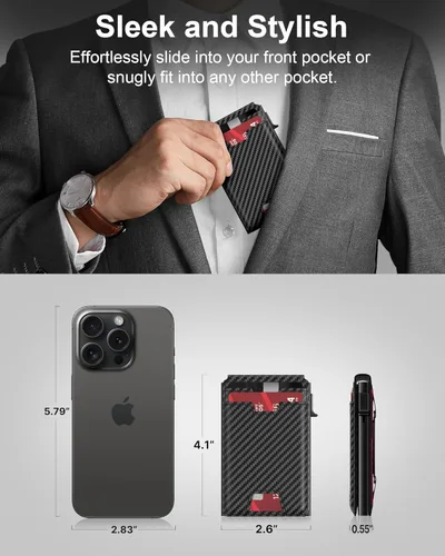 Miniatura 4 de typecase Cartera inteligente para hombre, Negro fibra de carbono