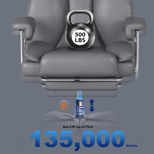 Miniatura 9 de Silla de oficina grande y alta, asiento ancho de 500 libras, silla de oficina ergonómica ejecutiva con reposapiés retráctil y brazos acolchados
