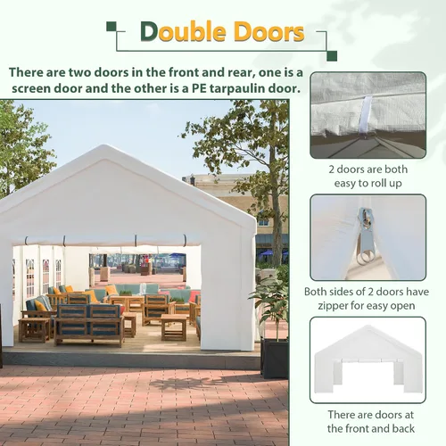 Miniatura 4 de Tienda de campaña para fiestas de 16 x 32 pies con paredes laterales extraíbles y marco de acero de aleación, carpa comercial impermeable al aire