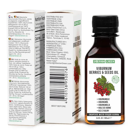 Miniatura 5 de Siberian Viburnum Kalyna - Aceite de semillas y bayas 100% natural extra virgen prensado en frío, 3.4 fl oz / 3.4 fl oz