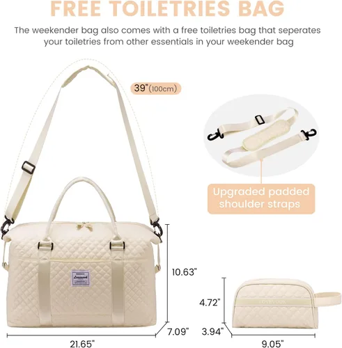 Miniatura 11 de LOVEVOOK Bolsa de fin de semana para mujer, bonita bolsa de viaje para gimnasio, bolsa de viaje con bolsa de artículos de tocador, bolsa