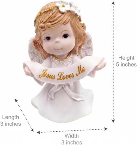 Miniatura 9 de Comfy Hour Figura de ángel de niña orante de 5 pulgadas, Jesús me ama, regalo religioso para niños y niños pequeños, decoración de guardería