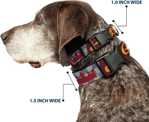 Miniatura 2 de Warner Bros. Collar para mascotas, collar de perro, hebilla de plástico, corona de bola de Quiditch de Harry Potter Gryffindor, oro rojo, gris, 9.5