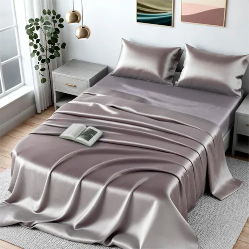 Miniatura 14 de Colorado Home Co SUNDAYSILKS Sábanas 100% seda de morera 4 sábanas de seda pura Tamaño Queen Juego de cama de seda natural orgánica de grado