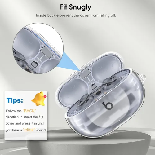 Miniatura 6 de Fintie Funda transparente para los nuevos Beats Studio Buds + (2023) / Beats Studio Buds 2021, funda protectora para auriculares antipérdida a