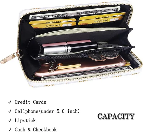 Miniatura 4 de KUKOO Cartera estampada con cremallera alrededor del teléfono y tarjetero organizador