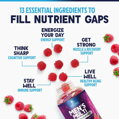 Miniatura 7 de Multivitamínico para hombres – Gomitas multivitamínicas diarias completas para hombres con vitamina D, vitaminas B, zinc y más – energía, memoria
