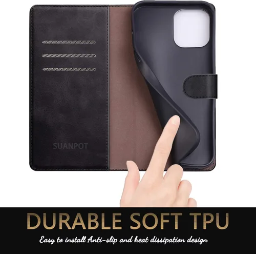 Miniatura 6 de SUANPOT Funda de piel tipo cartera para iPhone 11 de 6.1 pulgadas (Non 11 Pro de 5.8 pulgadas) con bloqueo RFID, tarjetero de crédito, funda