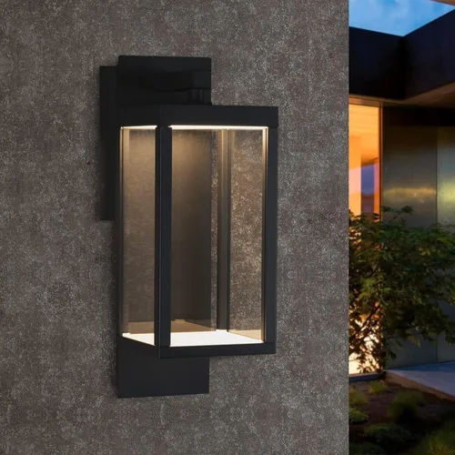 Miniatura 8 de Lámpara de pared para exteriores, lámpara de pared para exteriores del atardecer al amanecer, aplique de pared LED negro con vidrio templado