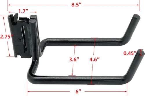 Miniatura 5 de E-Track - Paquete de 2 ganchos para pala resistentes para almacenar herramientas de mango largo, herramienta de acero grande, gancho doble en J, 6.0