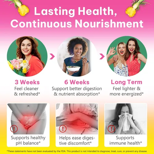 Miniatura 2 de Gomitas vaginales para mujeres, apoyo a la salud digestiva, equilibrio del PH, apoyo inmunológico, control de levadura, alivio de olores, promoción