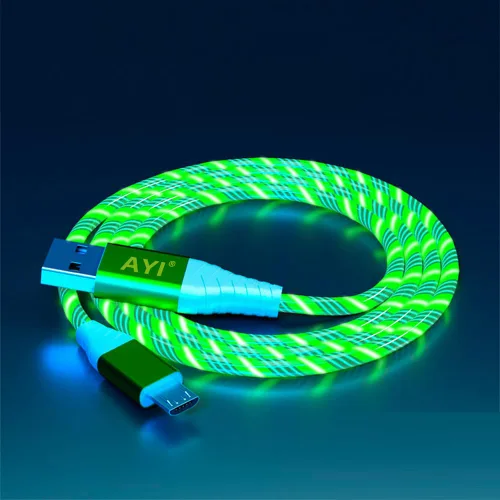 Miniatura 15 de AYI 3 combinaciones de múltiples puertos USB A a USBC Micro PD cable de carga rápida iluminado flujo de corriente compatible con casi todos