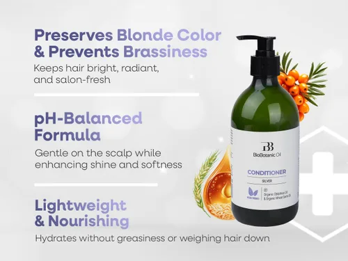 Miniatura 6 de Bio Botanic Oil Acondicionador mágico para cabello rubio y decolorado Hidratación profunda y protección del color Enriquecido con germen