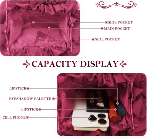Miniatura 4 de Lanpet Bolsos de mano florales para mujer, bolso de noche de flores de satén, bolsos de fiesta de graduación