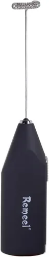 Espumador de leche de mano con batidor de acero inoxidable, portátil y potente máquina de espuma para café matutino, café con leche, capuchino, Negro
